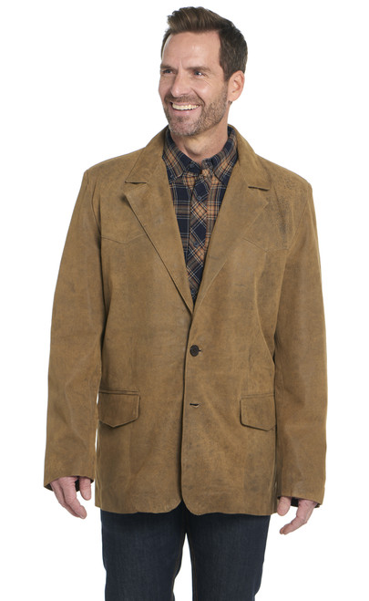 Distressed 2-Button Leather Blazer W/ Center Back Vent (ML7471-F25)