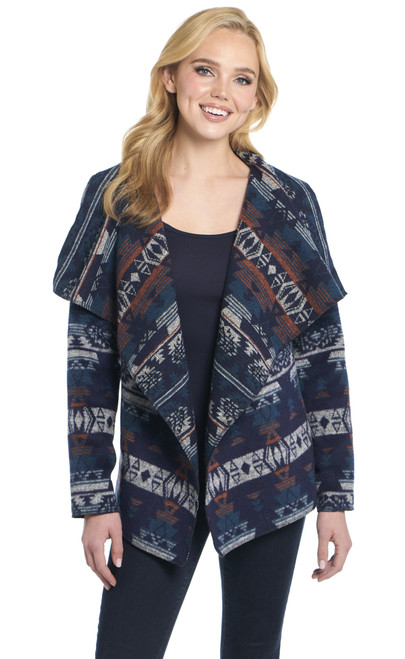 Navajo Open Front Blanket Wrap Jacket (CR15349-F24) - Cripple Creek