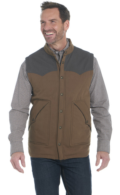 Quilted Two-Toned Snap Front Canvas Vest W/ Concealed Carry Pocket (CW1550-F26)