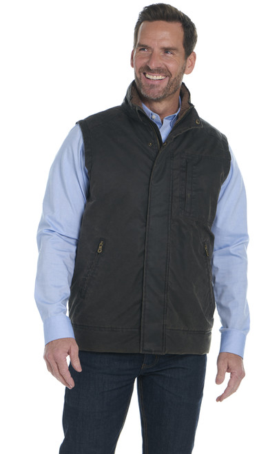 Snap/Zip Front Enzyme Washed Coated Canvas Quilted Vest W/ Concealed Carry Pocket (CW1608-F26)