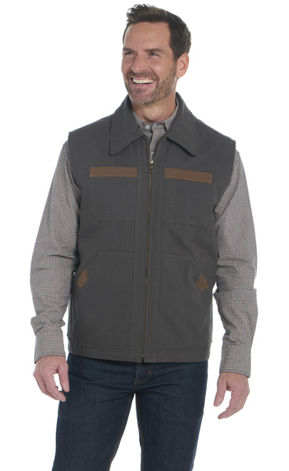 Zip Front Canvas Work Vest W/ Oversized Hidden Snap Pockets And Contrast Trim (CW6612-F25)