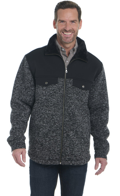 Zip Front Two-Toned Knit Jacket W/ Patch Pockets, Fleece Lining, And Neoprene Yokes/Trim (CW6511-F26)