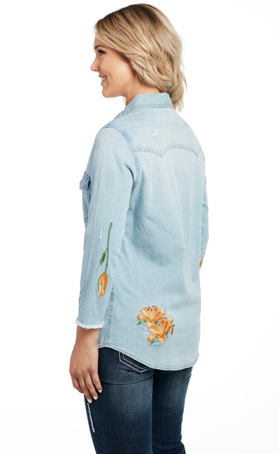 Women's Vintage Denim Native Embroidered Western Shirt by Rockmount  Ranchwear