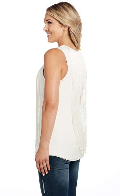 Knit Tank With Full Length Front & Back Fringe (CG90305)