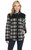 Two-Toned Snap Front Plaid Blanket Shirt Jacket W/ Micro-Cord Yoke, Trim And Faux Fur Lining (CW10249-F24)