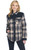 Two-Toned Snap Front Plaid Blanket Shirt Jacket W/ Micro-Cord Yoke, Trim And Faux Fur Lining (CW10249-F24)