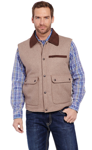 Wool Melton Vest With Microsuede Trim & Concealed Carry Pocket