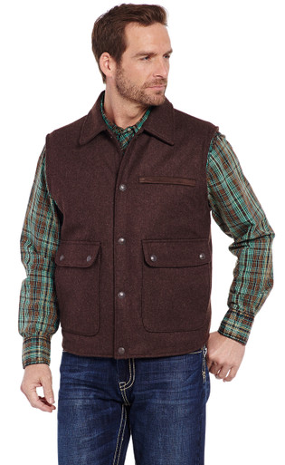 Wool Melton Vest With Nubuck Leather Trim & Concealed Carry Pocket  (CR38566-F24)