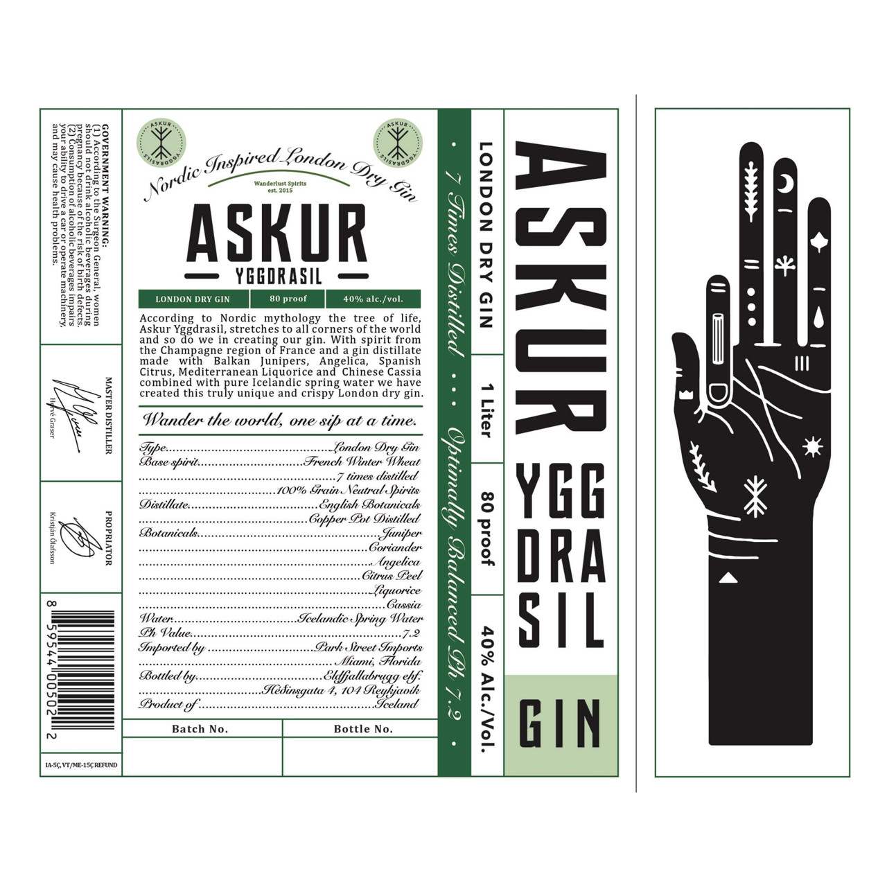 Askur Yggdrasil Nordic Inspired London Dry Gin (90 Proof) NV 750ml