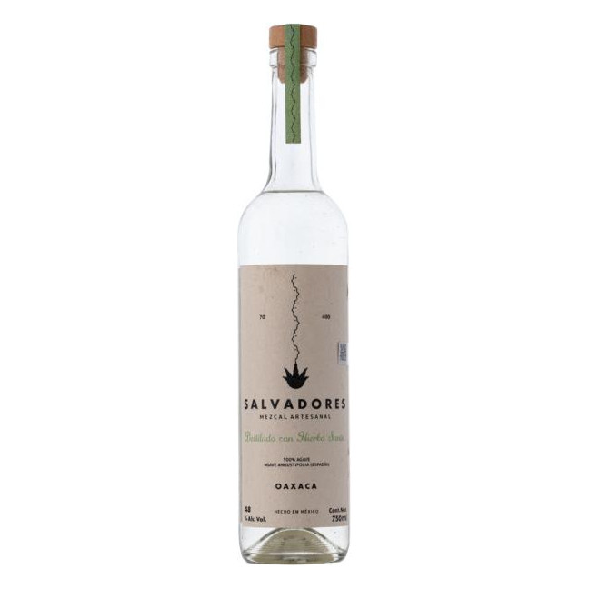 Salvadores Mezcal Destilado Con Hierba Santa Mezcal Artesanal 100% Agave  Espadin 750ml