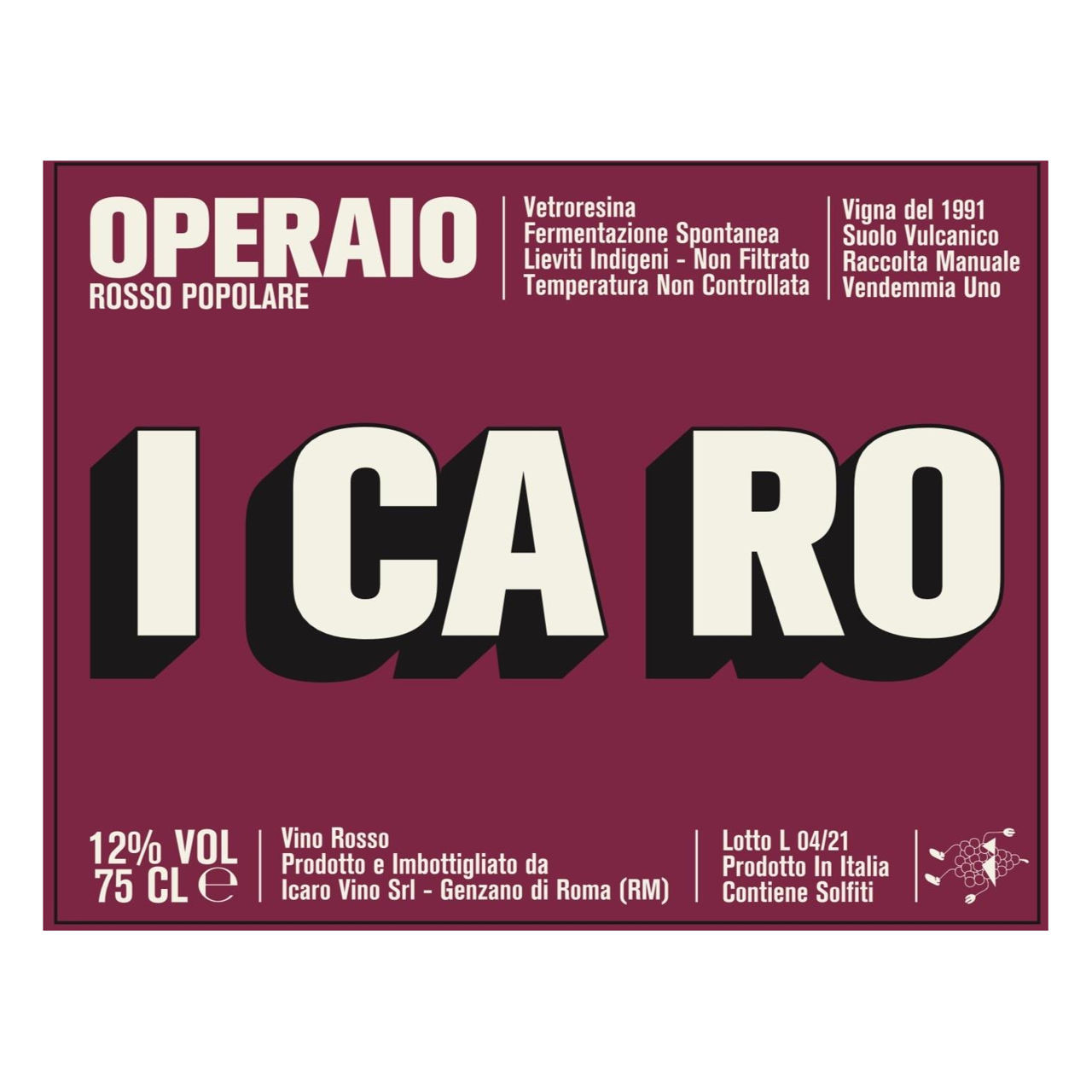 2024 Icaro Operaio Popolare Rosso | The Cellar d'Or