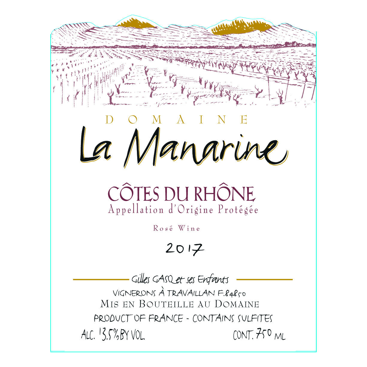 The rosé from Manarine carries a light tint and is vinified