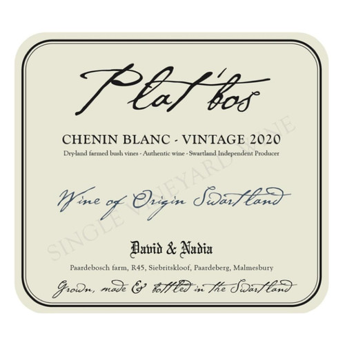 David & Nadia, Sadie Plat'bos Chenin Blanc Swartland 2020 750ml