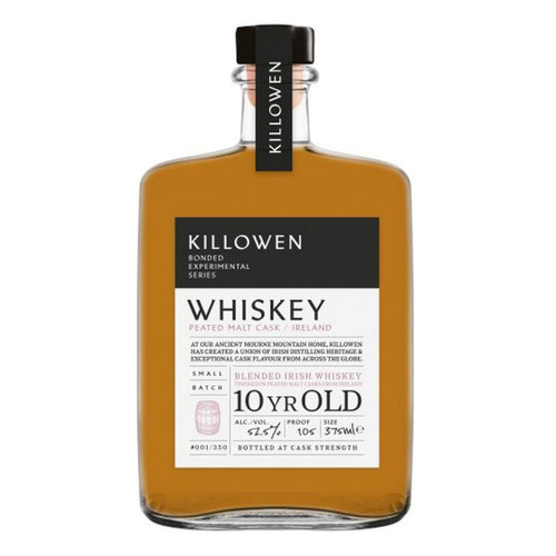 Killowen Distillery Bonded Experimental Series 10 Year Old Peated Irish Malt Cask Small Batch Blended Irish Whiskey NV 375ml