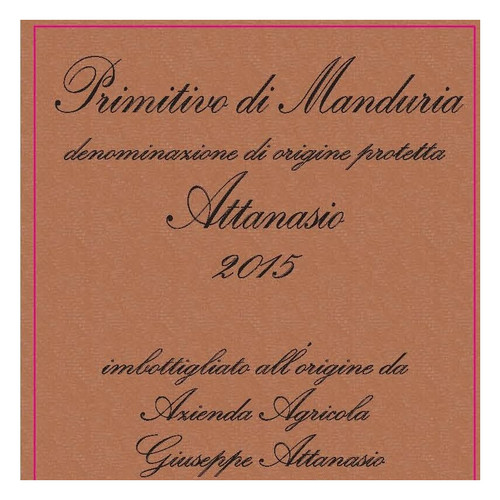 Giuseppe Attanasio Primitivo di Manduria 2015 750ml