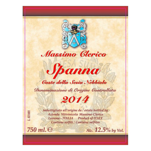 Massimo Clerico Spanna Coste della Sesia 2018 750ml Massimo Clerico Spanna Coste della Sesia 2018 750ml