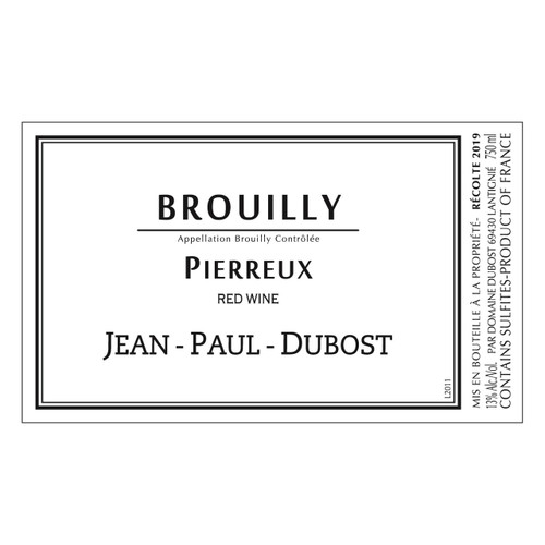 Jean-Paul Dubost Brouilly "Pierreux" 2020 750ml