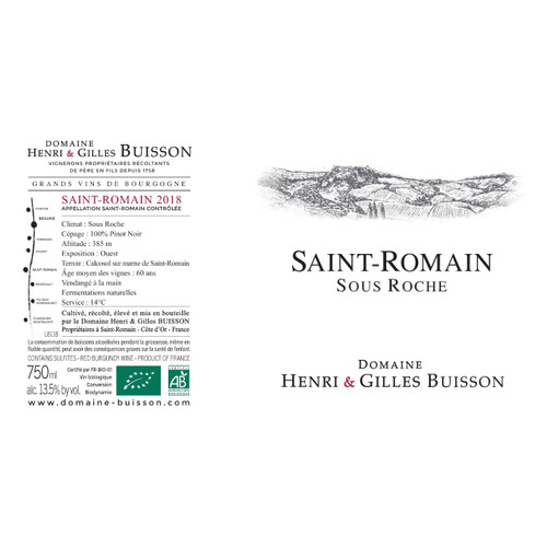 Henri & Gilles Buisson Saint-Romain Rouge "Sous Roche" 2020 750ml