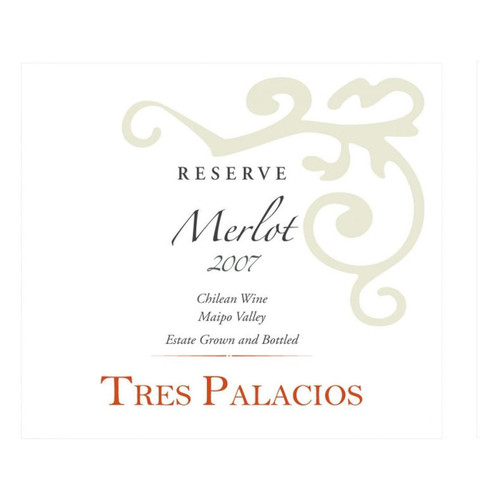 Tres Palacios Merlot Reserve Estate Grown Maipo Valley 2019 750ml