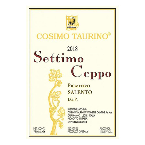Cosimo Taurino, Salento Primitivo 7º Ceppo 2018 750ml