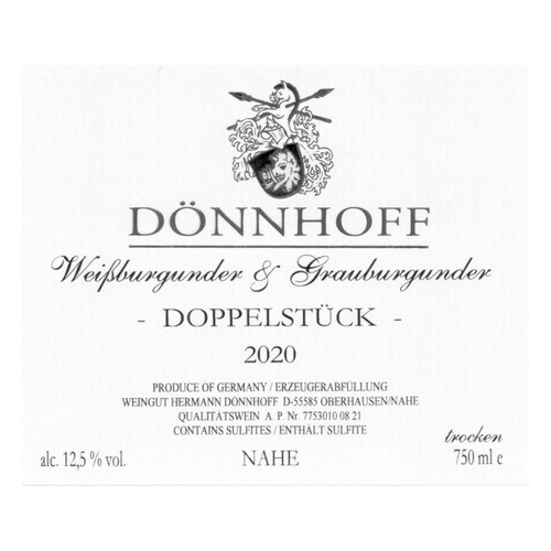 Donnhoff Weissburgunder Grauburgunder Doppelstuck 2021 750ml