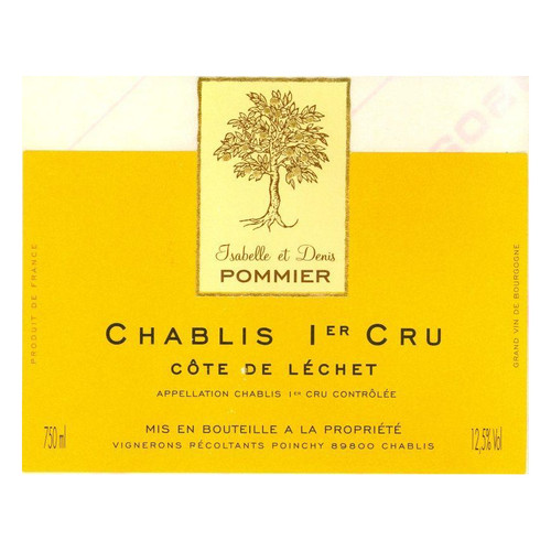 Isabelle et Denis Pommier Chablis 1er Cru Cote de Lechet 2021 750ml