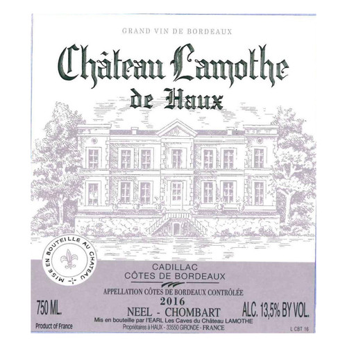 Chateau Lamothe de Haux Cadillac Cotes De Bordeaux 2019 750ml