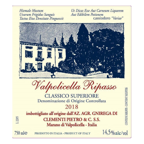 Clementi Valpolicella Classico Superiore Ripasso 2018 750ml Clementi Valpolicella Classico Superiore Ripasso 2018 750ml