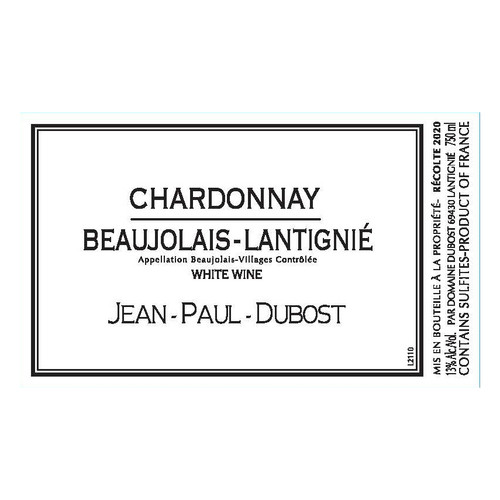 Jean-Paul Dubost Beaujolais-Lantignié Blanc 2021 750ml Jean-Paul Dubost Beaujolais-Lantignié Blanc 2021 750ml