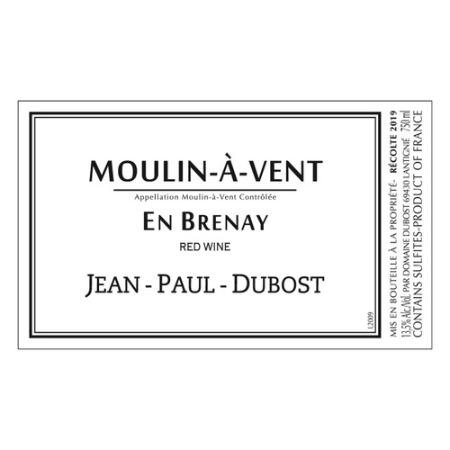 Jean-Paul Dubost Moulin-a-Vent En Brenay 2021 750ml