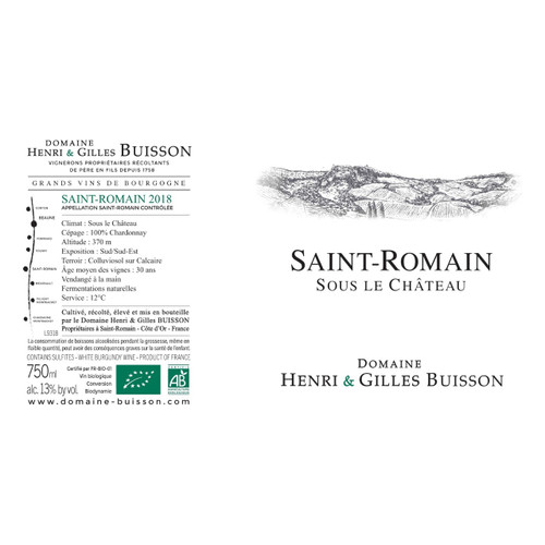 Henri & Gilles Buisson Saint-Romain Blanc "Sous le Château" 2021 750ml