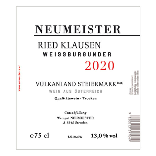 Neumeister Weissburgunder Ried Klausen 1STK 2021 750ml