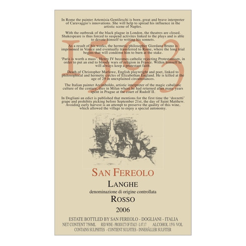 San Fereolo "1593" Dolcetto Langhe Rosso 2011 1.5L