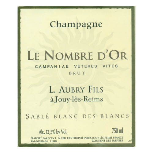 L. Aubry Fils Champagne Brut Le Nombre d'Or Sable Blanc de Blancs 2018 750ml