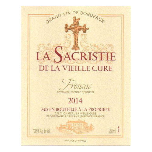 Chateau La Vieille Cure La Sacristie de la Vieille Cure Fronsac 2016 750ml