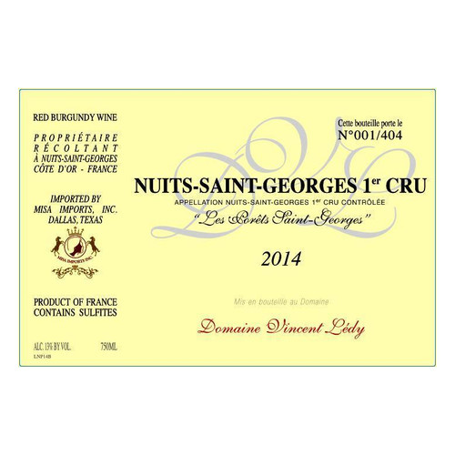 Domaine Vincent Ledy Nuits-Saint-Georges 1er Cru Les Porets-Saint-Georges 2020 750ml
