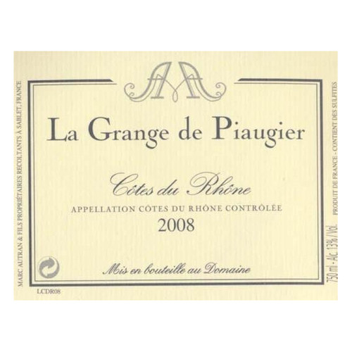 Piaugier La Grange de Piaugier Cotes du Rhone 2021 750ml Piaugier La Grange de Piaugier Cotes du Rhone 2021 750ml