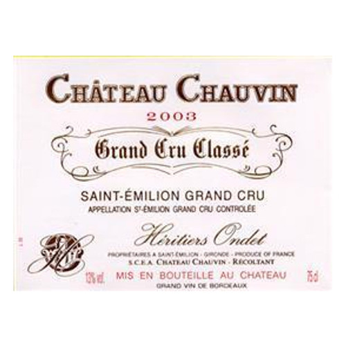 Label/Bottle shot for Chateau Chauvin Saint-Emilion Grand Cru Classe 2001 1.5L