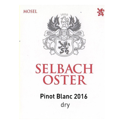 Label/Bottle Shot for the Selbach-Oster Pinot Blanc Dry 2021 750ml