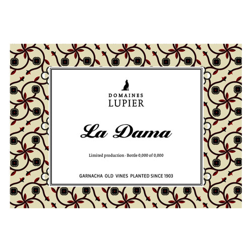 Label/Bottle Shot for the Domaine Lupier Navarra Garnacha Old Vines La Dama 2018 750ml