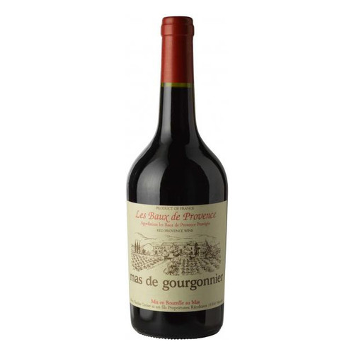 Label/Bottle Shot for the Mas de Gourgonnier Les Baux-de-Provence Rouge 2021 750ml