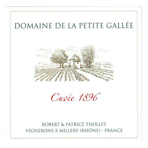 Label/Bottle Shot for the Domaine de la Petite Gallee Coteaux du Lyonnais Cuvee 1896 Rouge 2021 750ml