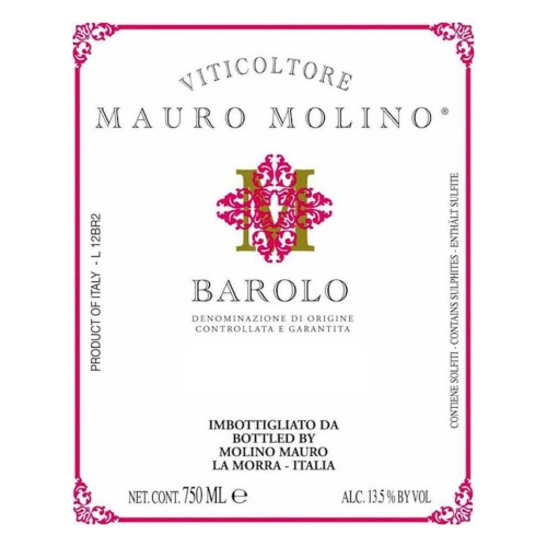 Label/Bottle Shot for the Mauro Molino Barolo 2020 375ml