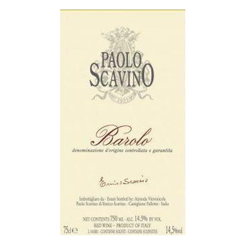 Label/Bottle Shot for the Paolo Scavino Barolo 2020 750ml
