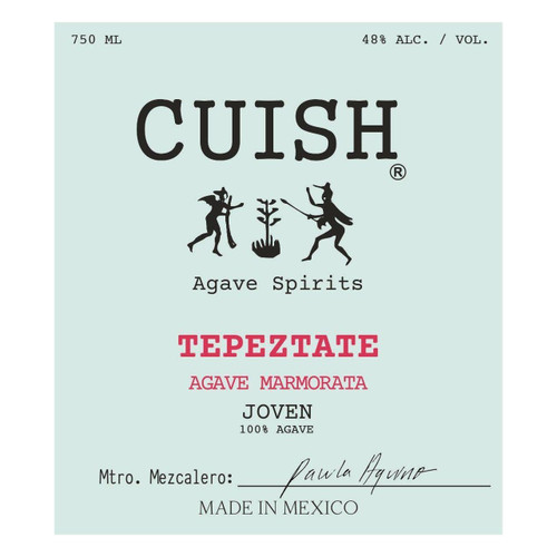 Label/Bottle Shot for the Mezcales Cuish Tepextate Paula Aquino Joven 100% Agave Marmorata NV 750ml