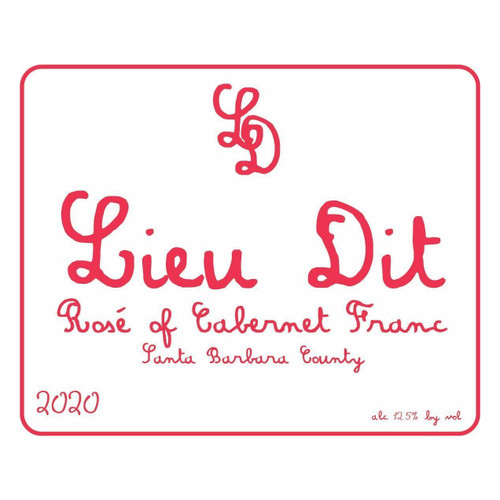 Label/Bottle Shot for the Lieu Dit Rose of Cabernet Franc Santa Barbara County 2023 750ml