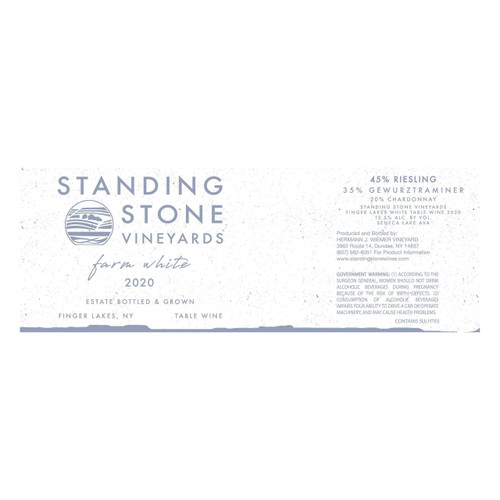 Label/Bottle Shot for the Standing Stone Vineyards Farm White Seneca Lake 2021 750ml