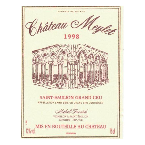 Label/Bottle shot for Chateau Meylet Saint-Emilion Grand Cru 2019 750ml