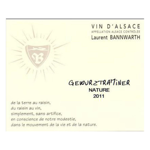 Label/Bottle shot for Laurent Bannwarth Vin D'Alsace Gewurztraminer Nature 2022 750ml