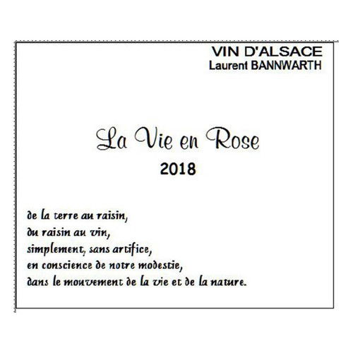 Label/Bottle shot for Laurent Bannwarth Alsace La Vie En Rose 2021 750ml